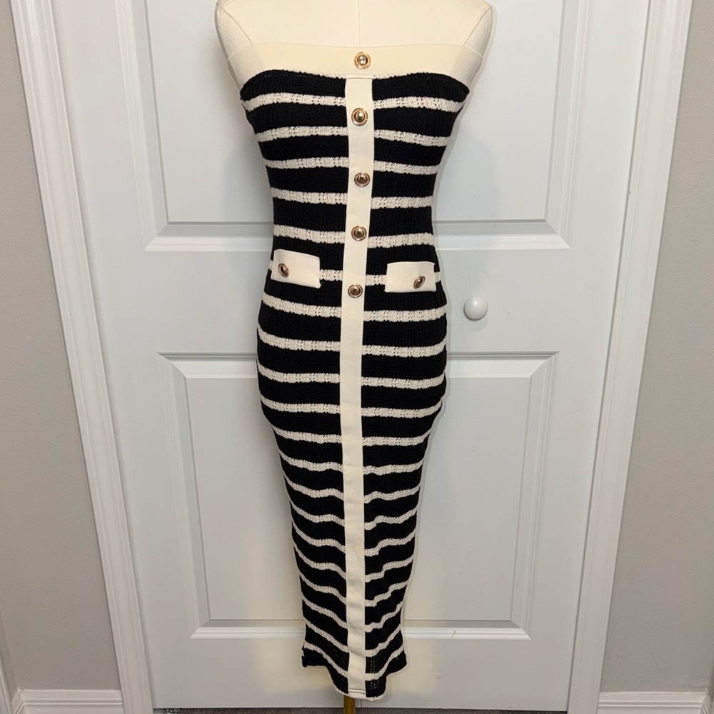Fashion Nova Striped Strapless Knit Dress (XS) NWOT